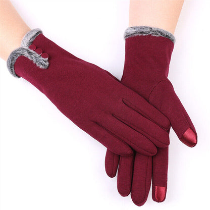 Insulating Women’s Gloves - Fitted Faux Fur Cuff, Cashmere