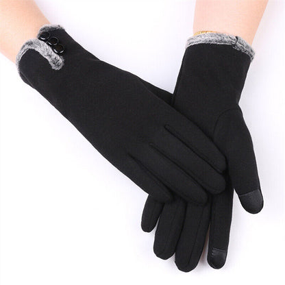 Insulating Women’s Gloves - Fitted Faux Fur Cuff, Cashmere