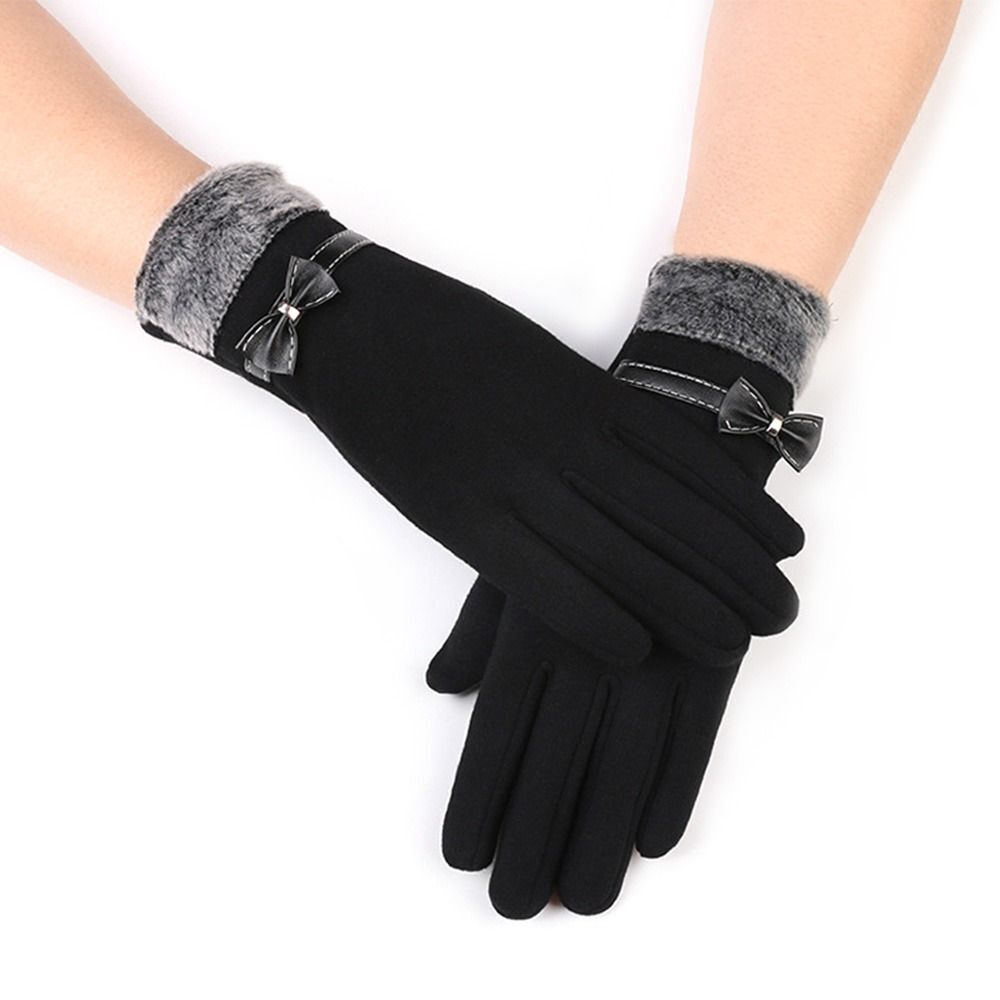 Insulating Women’s Gloves - Fitted Faux Fur Cuff, Cashmere