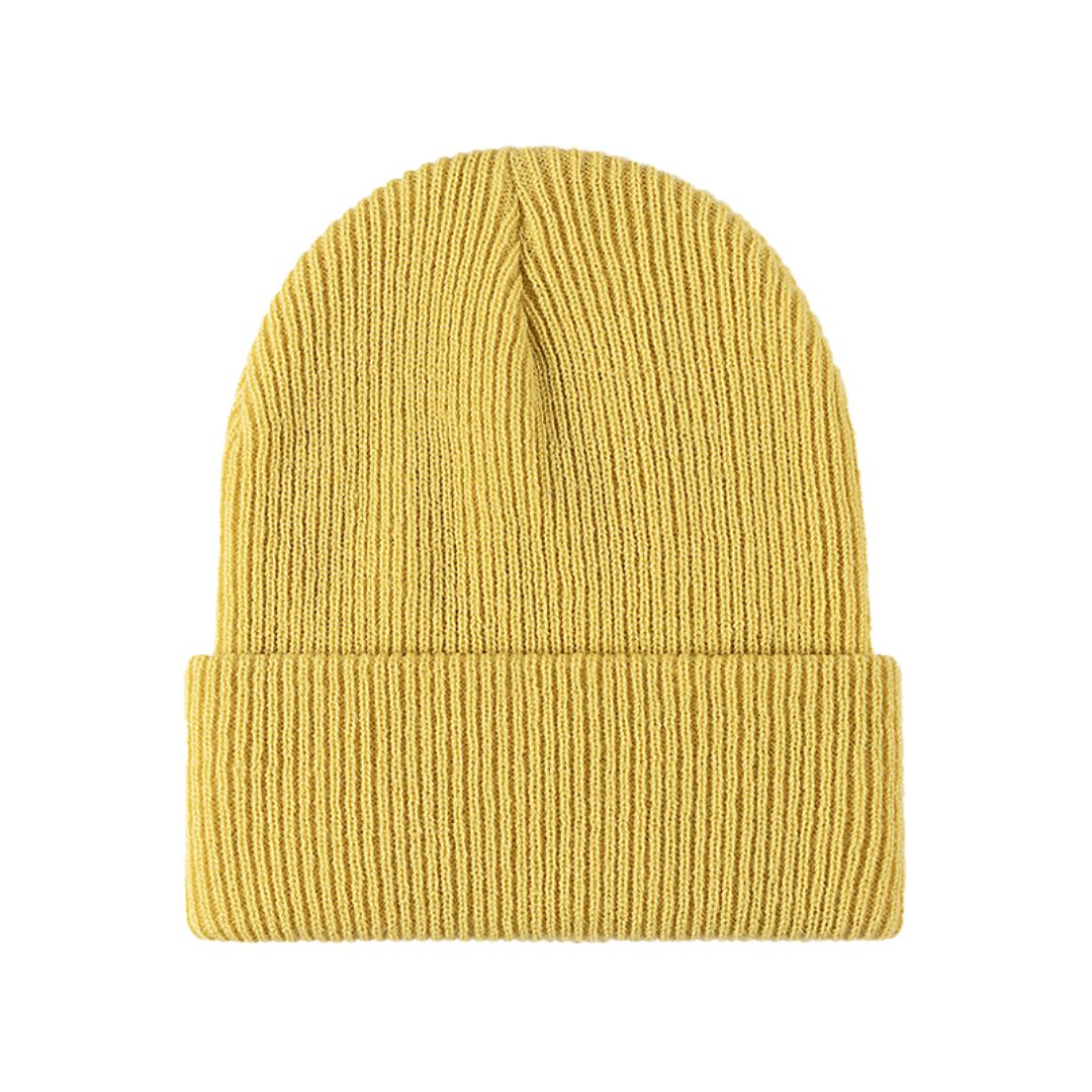 Warm Versatile Beanie - Folded Cuff Ribbed Knit, Winter