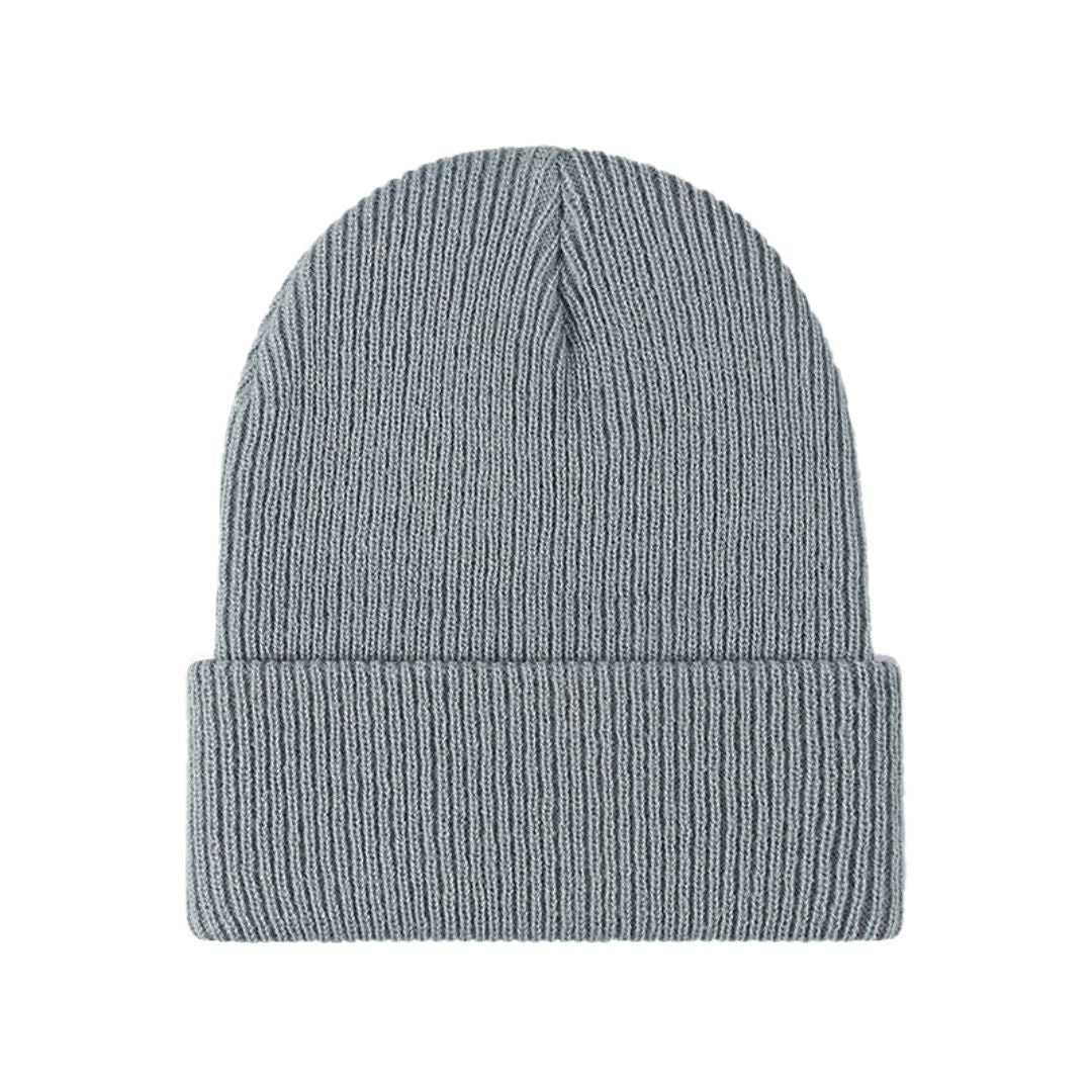 Warm Versatile Beanie - Folded Cuff Ribbed Knit, Winter