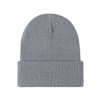 Warm Versatile Beanie - Folded Cuff Ribbed Knit, Winter