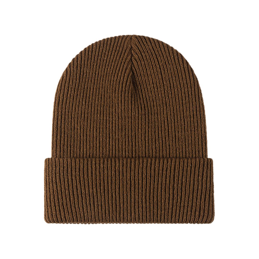 Warm Versatile Beanie - Folded Cuff Ribbed Knit, Winter