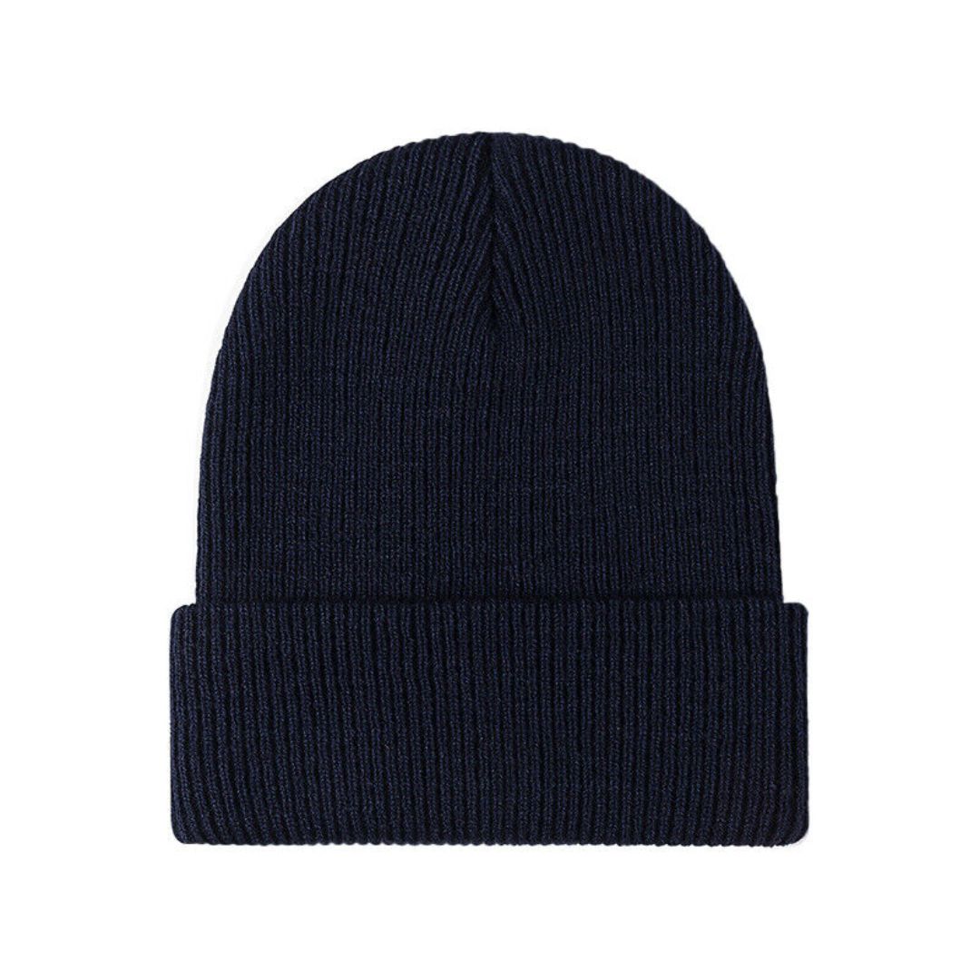 Warm Versatile Beanie - Folded Cuff Ribbed Knit, Winter