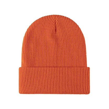 Warm Versatile Beanie - Folded Cuff Ribbed Knit, Winter