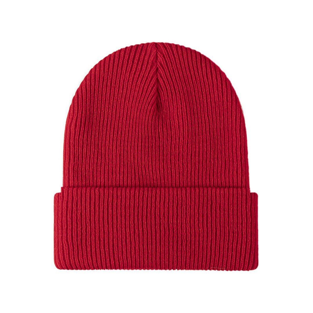Warm Versatile Beanie - Folded Cuff Ribbed Knit, Winter