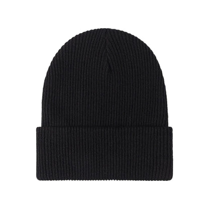 Warm Versatile Beanie - Folded Cuff Ribbed Knit, Winter