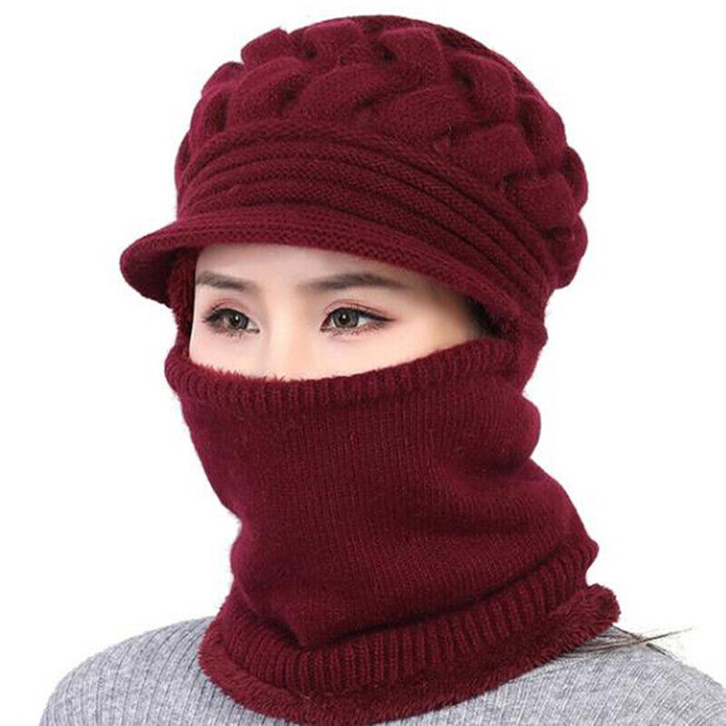 Insulating Women's Winter Hat Set - Cable Knit, Wool