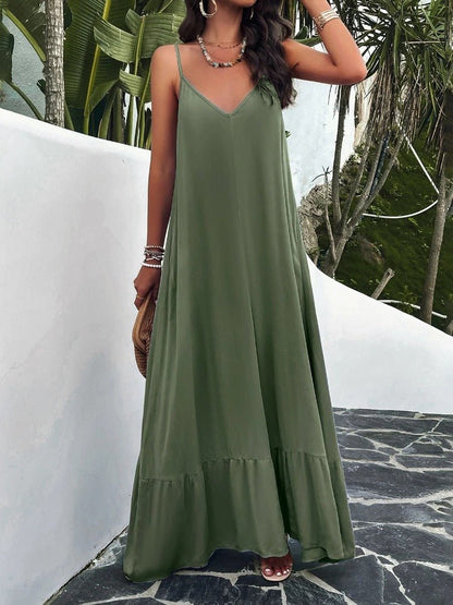 Elegant Women's Strap Dress in Solid Color - Versatile Summer and Formal Dresses for All Occasions-5