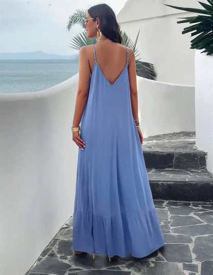 Elegant Women's Strap Dress in Solid Color - Versatile Summer and Formal Dresses for All Occasions-4