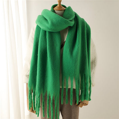 Soft Women’s Scarf - Oversized Fringed Cashmere For Winter