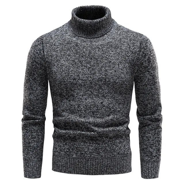 Warm Classic Men's Turtleneck Sweater - Fitted Wool, Winter