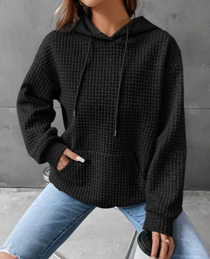 Soft Cozy Women’s Hoodie Sweater - Waffle Knit Layering
