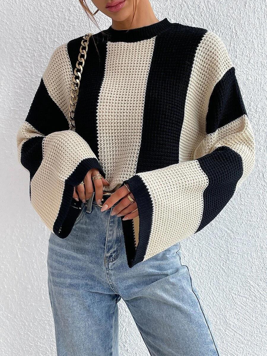 Oversized Women’s Knitted Sweater - Bell Sleeve, Chunky