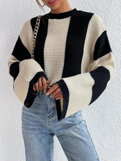 Oversized Women’s Knitted Sweater - Bell Sleeve, Chunky