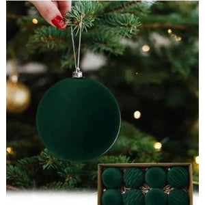 12Pcs 8cm Velvet Christmas Tree Ornaments - Durable Plush Hanging Decorations for Holiday Cheer, Gift Box Included