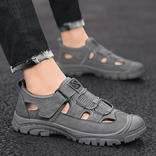 Sandales Homme Respirantes et Durables - Fermées, À Lanières, Cuir Synthétique, Usage Extérieur Décontracté