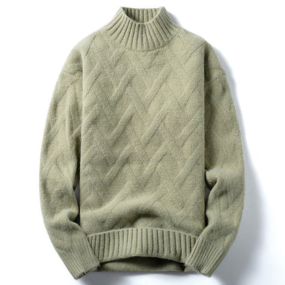 Warm Men’s Half Turtleneck Sweater - Loose Knit Layering