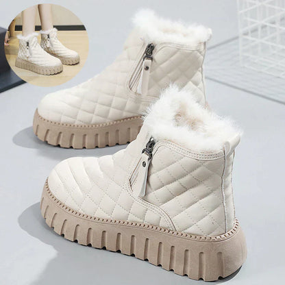 Warm Cozy Women's Ankle Boots – Quilted Faux Fur, Winter