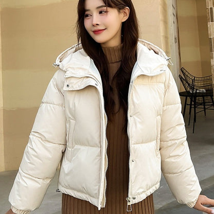 Lightweight Women Puffer Coat - Boxy Cotton Fill, Layering