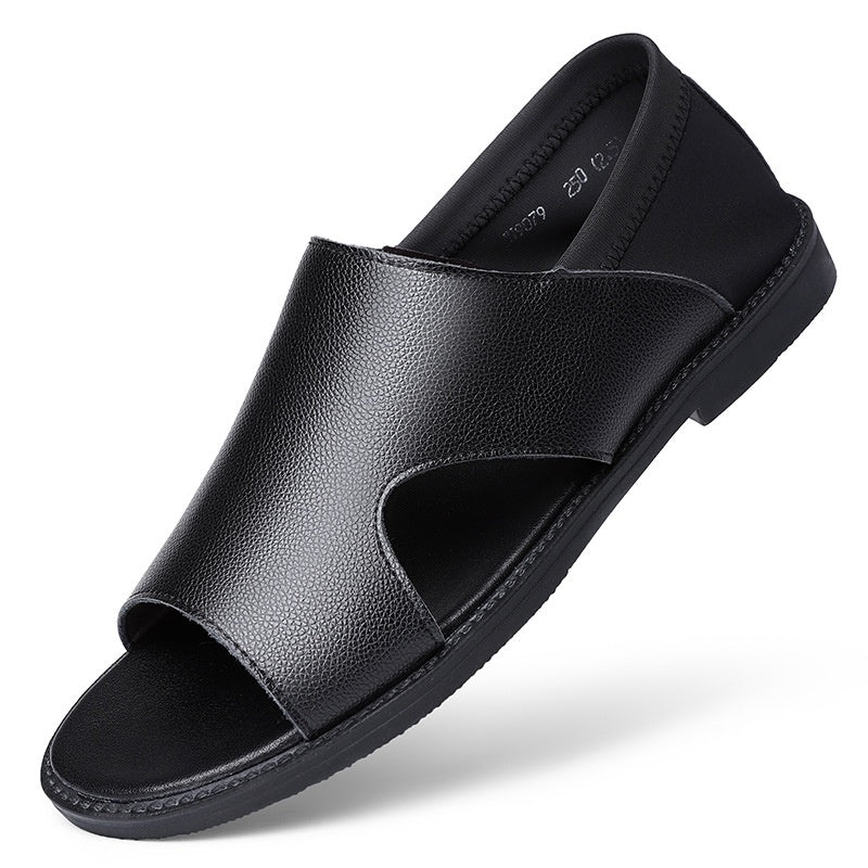 Sandali traspiranti da uomo - resistenti casual con punta aperta, tomaia in pelle bovina, ideali per uscite in spiaggia