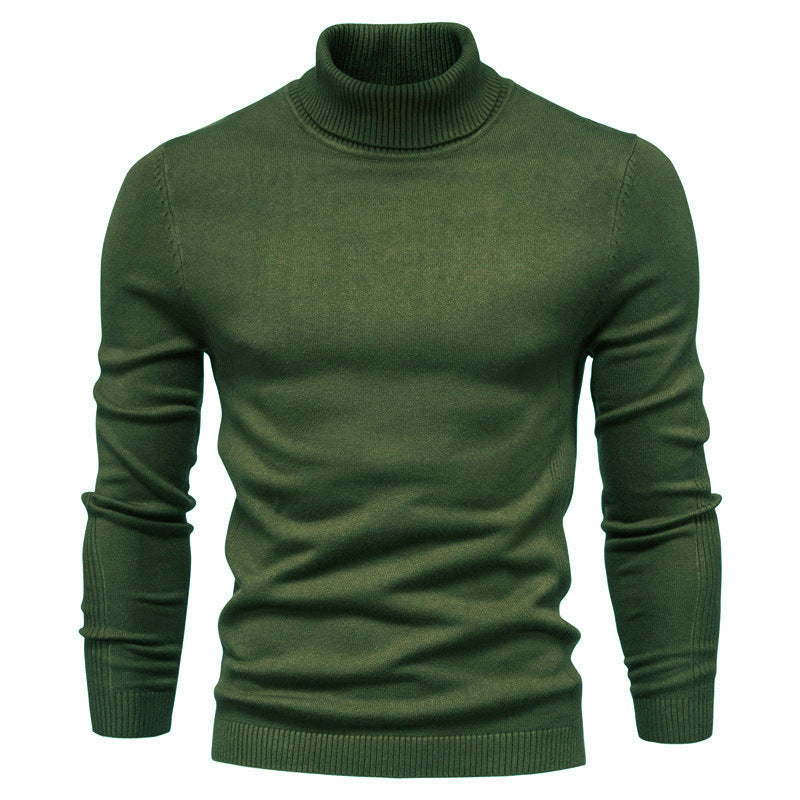 Blød herre rullekrave sweater - slim fit viskose vinter
