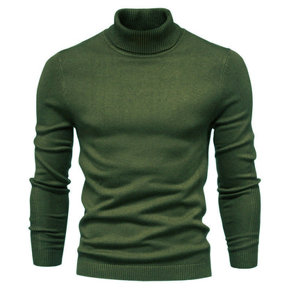 Blød herre rullekrave sweater - slim fit viskose vinter