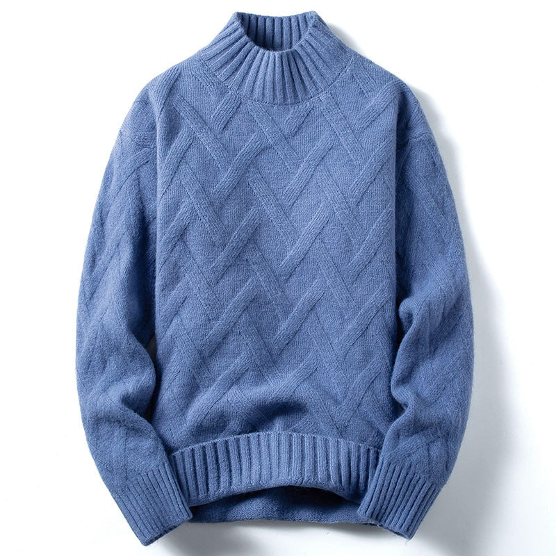 Warm Men’s Half Turtleneck Sweater - Loose Knit Layering