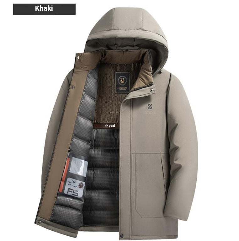 Isolierende Herren-Daunenparka - Kapuzen-Cord, Winterbereit