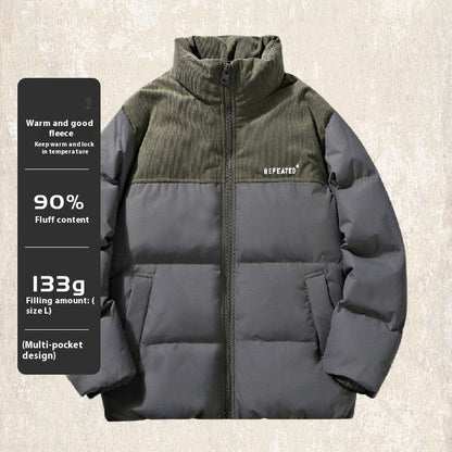 Insulating Mens Puffer Jacket - Corduroy Yoke, Duck Down