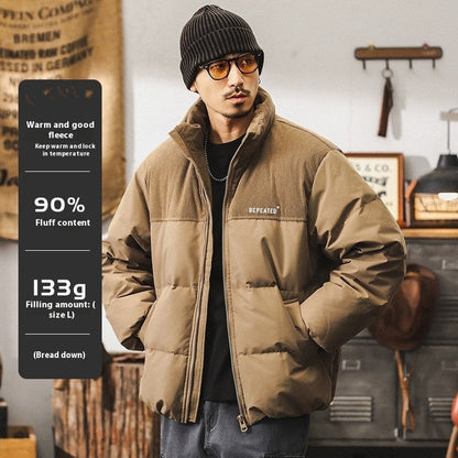 Insulating Mens Puffer Jacket - Corduroy Yoke, Duck Down