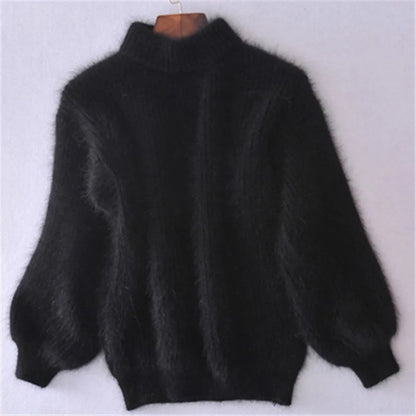 Varm og hyggelig damesweater med høj hals - Oversized blød strik