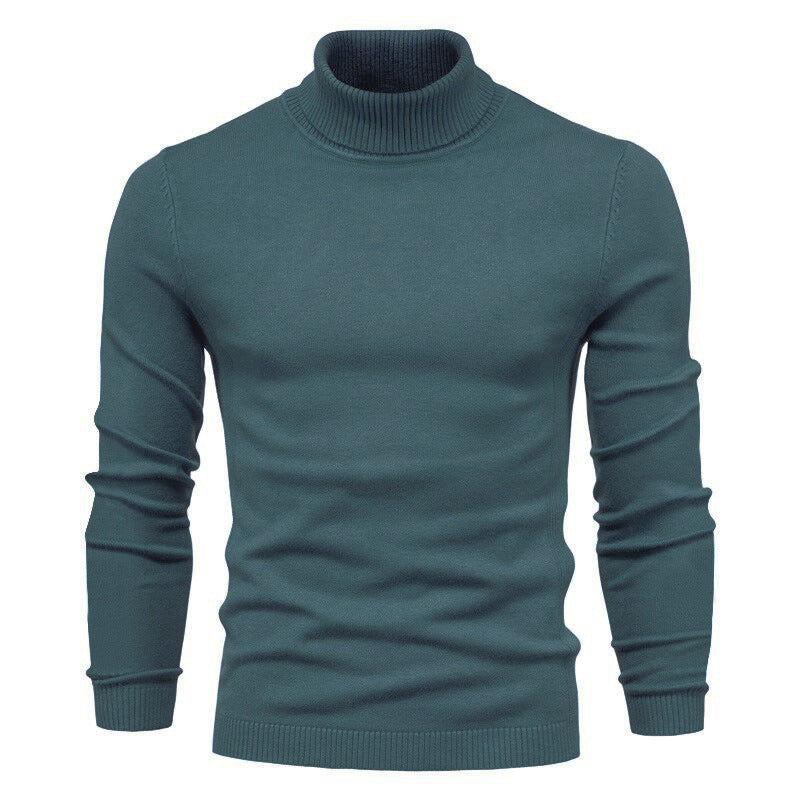 Blød herre rullekrave sweater - slim fit viskose vinter