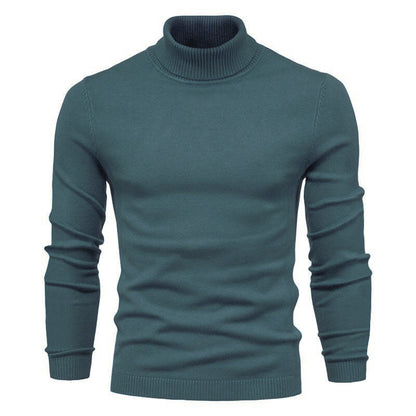 Blød herre rullekrave sweater - slim fit viskose vinter