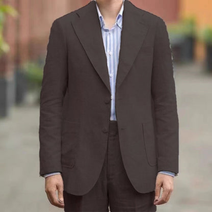 Breathable Men's Blazer – Slim-Fit Neapolitan Casual, Cotton Blend, Everyday Wear