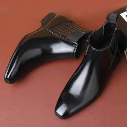 Supportive Men's Chelsea Boots - Pointed Toe, PU Leather