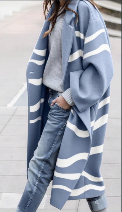 Oversized Women Wool Overcoat - Dropped Shoulder, Midcalf