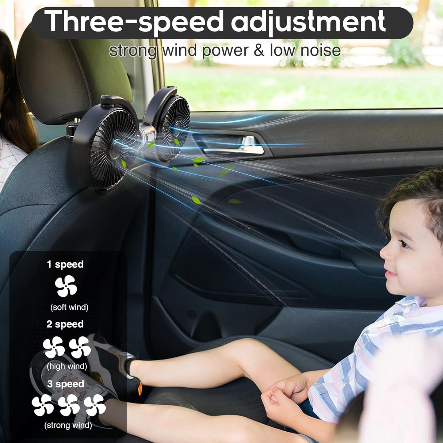 Ventilatori per auto per animali domestici con doppio raffreddamento e flusso d'aria regolabile mantengono i cani calmi viaggio estivo 2025