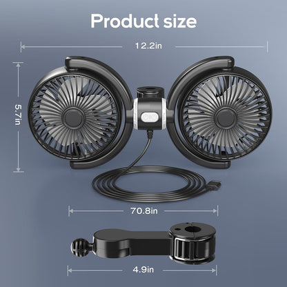 Ventilatori per auto per animali domestici con doppio raffreddamento e flusso d'aria regolabile mantengono i cani calmi viaggio estivo 2025