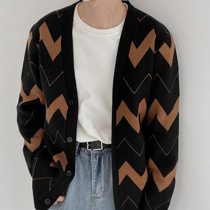 Oversized herrecardigan - åben front, strikket, afslappet