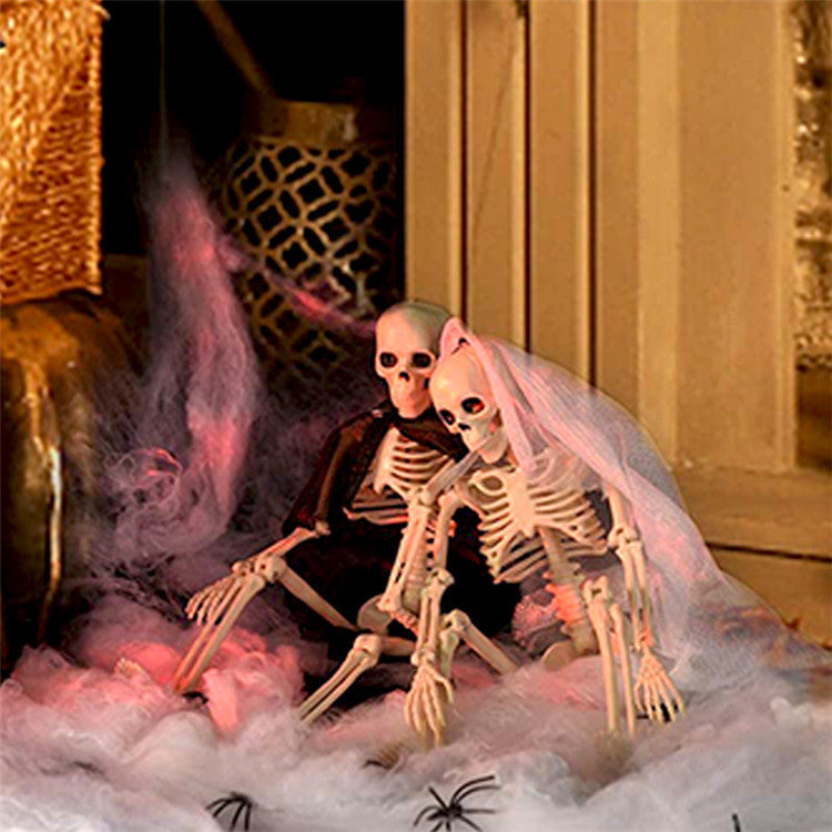 Halloween Plastic Skeleton Couple Props Wedding Veil Decor