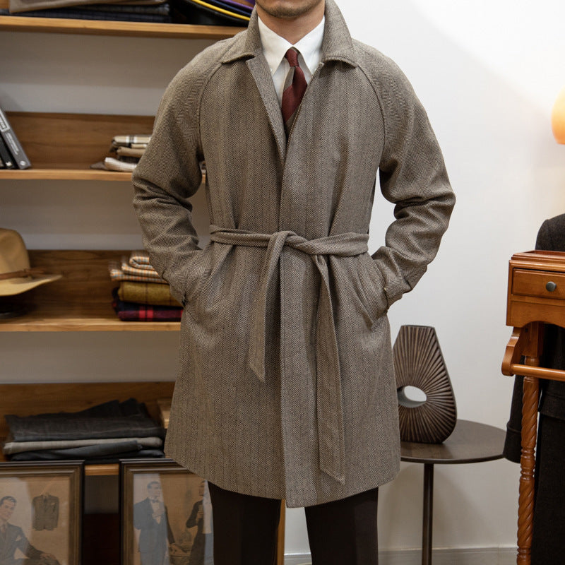 Warm Classic Men's Wool Overcoat - Knee Length, British