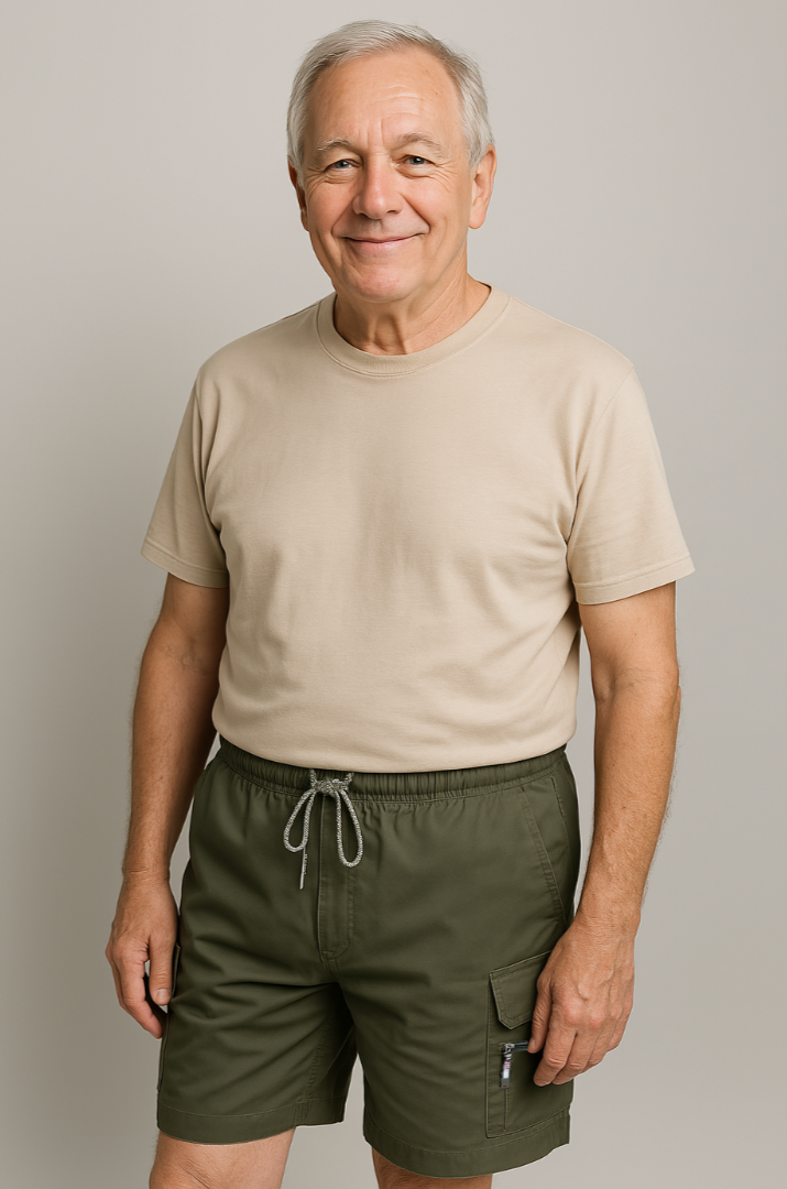 Variant image for Men's Cargo Shorts with Elastic Waist, 6 Pockets, Cotton Blend for Comfort and Versatile Style-1