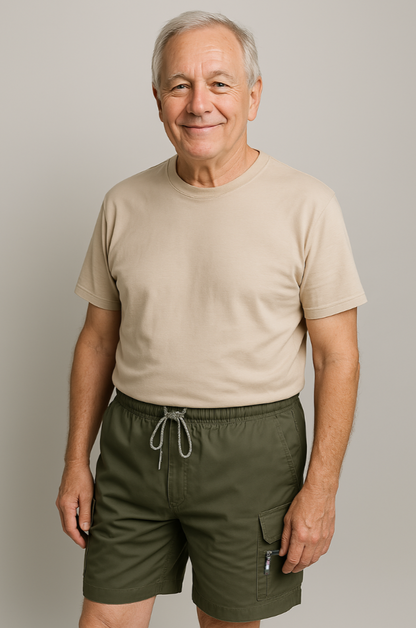 Variant image for Men's Cargo Shorts with Elastic Waist, 6 Pockets, Cotton Blend for Comfort and Versatile Style-1