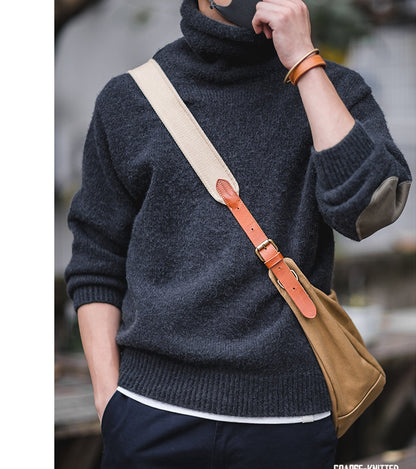Warm Men's Turtleneck Sweater - Relaxed Oversized Mohair