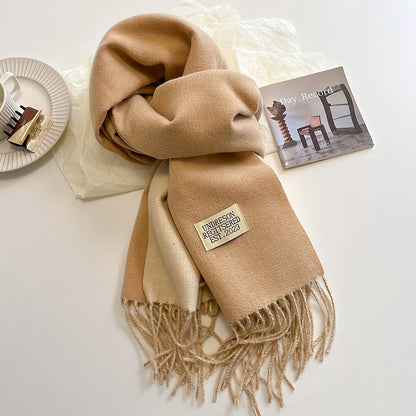 Warm Women Scarf - Reversible Fringed Cashmere Winter
