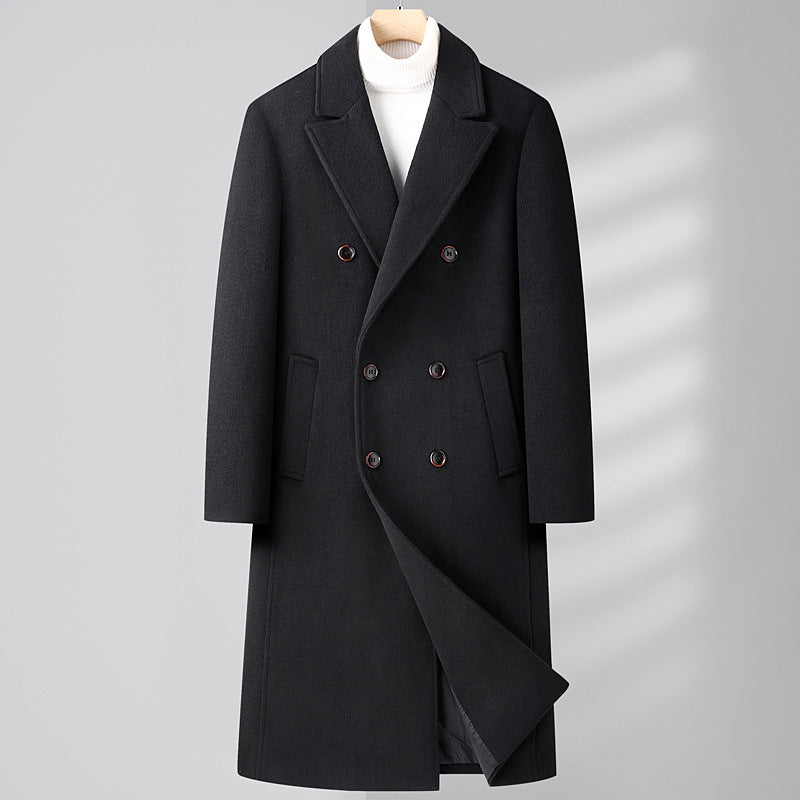 Warm Structured Overknee Wool Coat - Double Breasted, Winter