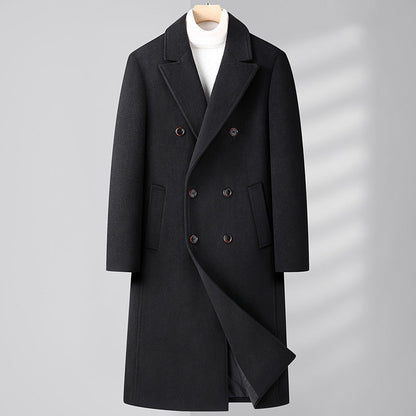 Warm Structured Overknee Wool Coat - Double Breasted, Winter