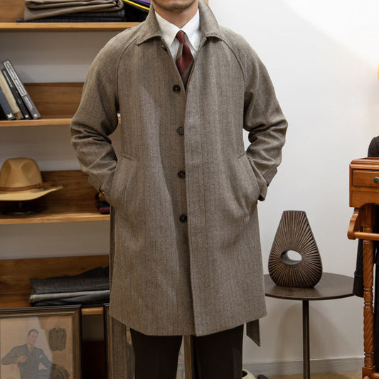 Warm Classic Men's Wool Overcoat - Knee Length, British