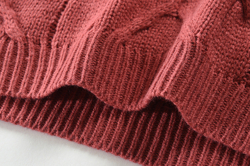 Warm Cozy Men's Turtleneck Sweater - Loose Cable Knit